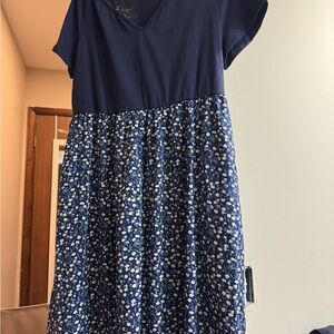 SHEIN Blue and White Floral Dress